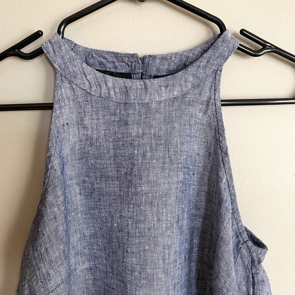 TAHARI Linen Dress with Halter Neckline High Low Hem Size XS - Picture 2 of 8